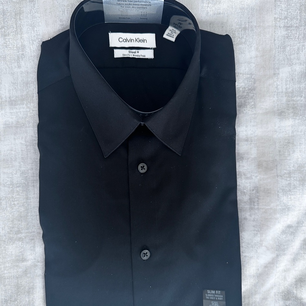 Calvin Klein Mens Dress Shirt- Slim Fit Steel